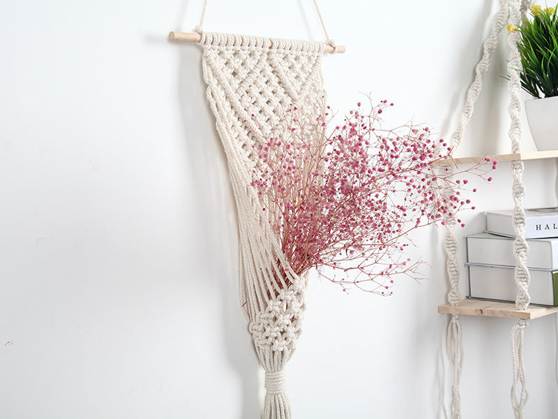 Woven Net Bag Flower Basket Wall Decoration